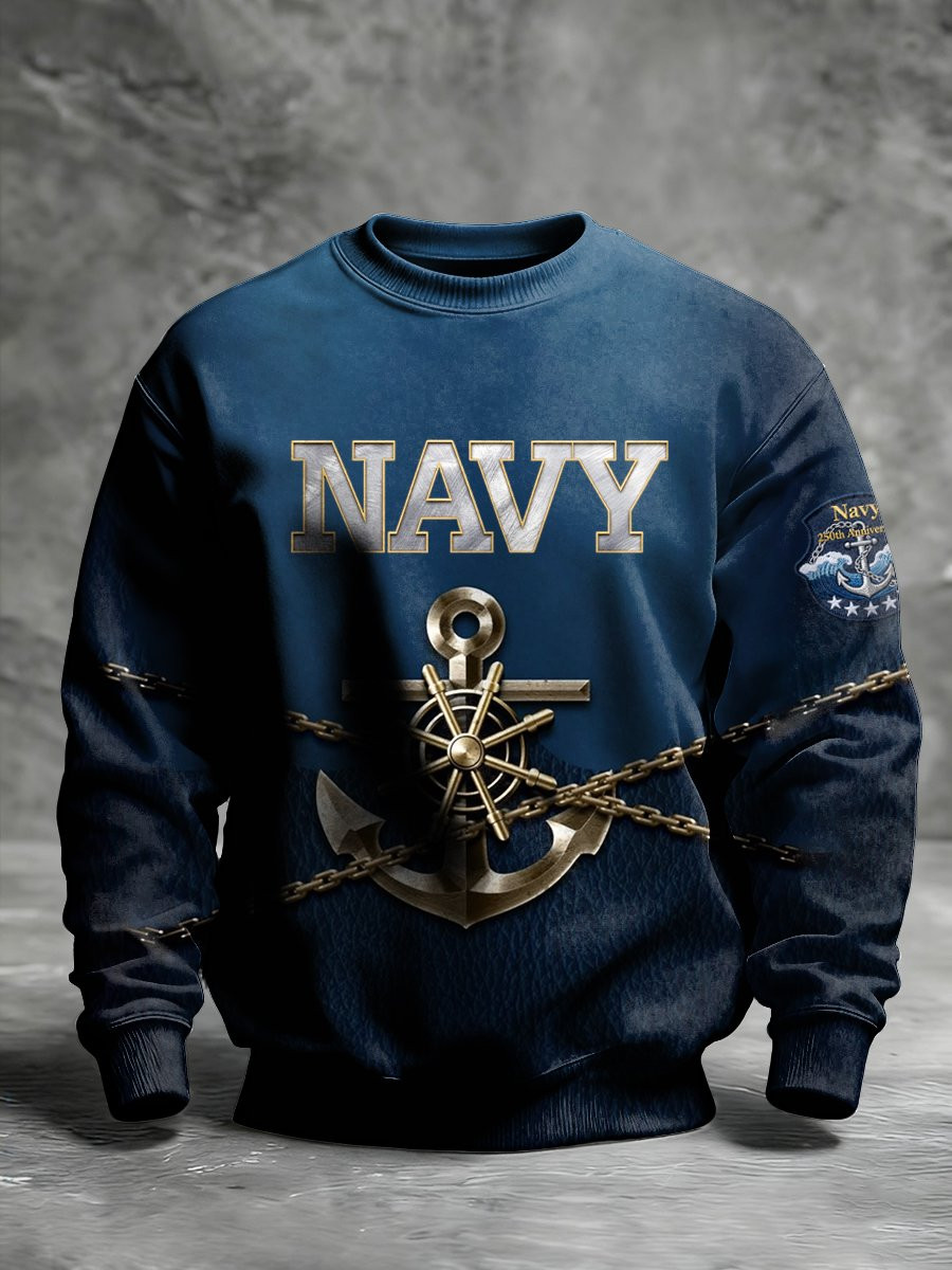 USA Navy Anchor Sweatshirt Military Pride Clothing Nautical Apparel Gifts For Navy Veterans