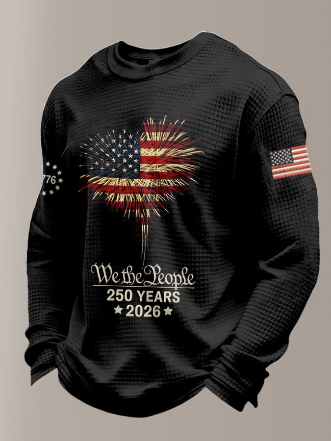 We The People 250 Years 2026 Long Sleeve Shirt American Flag Outfit For Men Patriotic Gifts